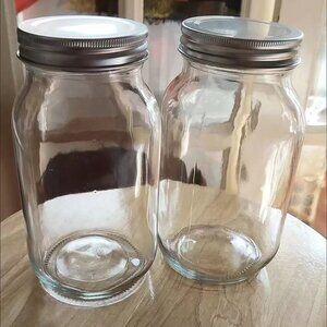 Reusable Clear Glass Canister with Screw-On Lid for Dry Food Storage